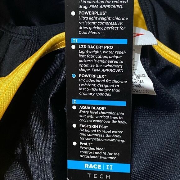women’s Speedo Performance Race 2 One Piece Swimsuit Black Gold Size 30 - Picture 6 of 7